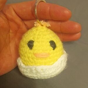 Handmade Yellow Chick Crochet Keychain